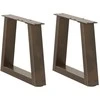 Kavos staliuko kojelės, V formos, 2 vnt., natūralus plienas, 40x(30-31,3) cm, plienas