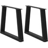 Kavos staliuko kojelės, V formos, 2 vnt., juodos, 60x(42-43,3) cm, plienas