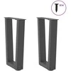 Kavos staliuko kojelės, V formos, 2 vnt., antracito spalvos, 28x(42-43,3) cm, plienas