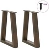 Kavos staliuko kojelės, V formos, 2 vnt., natūralus plienas, 38x(42-43,3) cm, plienas