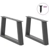 Kavos staliuko kojelės, V formos, 2 vnt., antracito spalvos, 70x(30-31,3) cm, plienas