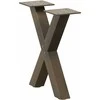 Kavos staliuko kojelės, X formos, 2 vnt., natūralus plienas, 30x(30-31) cm, plienas