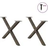 Kavos staliuko kojelės, X formos, 2 vnt., natūralus plienas, 70x(42-43) cm, plienas