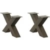 Kavos staliuko kojelės, X formos, 2 vnt., natūralus plienas, 50x(30-31) cm, plienas