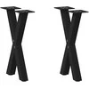 Kavos staliuko kojelės, X formos, 2 vnt., juodos, 28x(42-43) cm, plienas