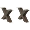 Kavos staliuko kojelės, X formos, 2 vnt., natūralus plienas, 60x(30-31) cm, plienas