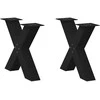 Kavos staliuko kojelės, X formos, 2 vnt., juodos, 50x(42-43) cm, plienas