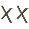 Kavos staliuko kojelės, X formos, 2 vnt., natūralus plienas, 70x(42-43) cm, plienas
