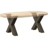 Kavos staliuko kojelės, X formos, 2 vnt., natūralus plienas, 50x(42-43) cm, plienas