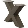 Kavos staliuko kojelės, X formos, 2 vnt., natūralus plienas, 50x(30-31) cm, plienas