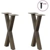 Kavos staliuko kojelės, X formos, 2 vnt., natūralus plienas, 38x(42-43) cm, plienas