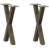 Kavos staliuko kojelės, X formos, 2 vnt., natūralus plienas, 28x(42-43) cm, plienas