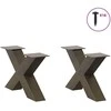 Kavos staliuko kojelės, X formos, 2 vnt., natūralus plienas, 50x(30-31) cm, plienas