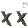 Kavos staliuko kojelės, X formos, 2 vnt., natūralus plienas, 70x(42-43) cm, plienas