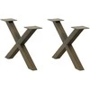 Kavos staliuko kojelės, X formos, 2 vnt., natūralus plienas, 60x(30-31) cm, plienas