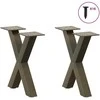 Kavos staliuko kojelės, X formos, 2 vnt., natūralus plienas, 37x(30-31) cm, plienas
