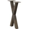 Kavos staliuko kojelės, X formos, 2 vnt., natūralus plienas, 38x(42-43) cm, plienas