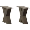 Kavos staliuko kojelės, X formos, 2 vnt., natūralus plienas, 40x(30-31) cm, plienas