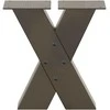 Kavos staliuko kojelės, X formos, 2 vnt., natūralus plienas, 40x(30-31) cm, plienas