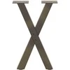 Kavos staliuko kojelės, X formos, 2 vnt., natūralus plienas, 38x(42-43) cm, plienas