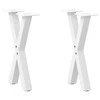 Kavos staliuko kojelės, X formos, 2 vnt., baltos, 38x(42-43) cm, plienas