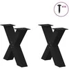 Kavos staliuko kojelės, X formos, 2 vnt., juodos, 50x(42-43) cm, plienas