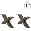 Kavos staliuko kojelės, X formos, 2 vnt., natūralus plienas, 70x(30-31) cm, plienas