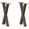 Kavos staliuko kojelės, X formos, 2 vnt., natūralus plienas, 38x(42-43) cm, plienas