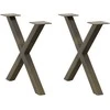 Kavos staliuko kojelės, X formos, 2 vnt., natūralus plienas, 60x(42-43) cm, plienas