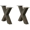 Kavos staliuko kojelės, X formos, 2 vnt., natūralus plienas, 60x(42-43) cm, plienas