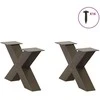 Kavos staliuko kojelės, X formos, 2 vnt., natūralus plienas, 60x(30-31) cm, plienas