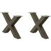 Kavos staliuko kojelės, X formos, 2 vnt., natūralus plienas, 70x(42-43) cm, plienas