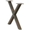 Kavos staliuko kojelės, X formos, 2 vnt., natūralus plienas, 50x(42-43) cm, plienas