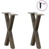 Kavos staliuko kojelės, X formos, 2 vnt., natūralus plienas, 38x(42-43) cm, plienas