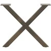 Kavos staliuko kojelės, X formos, 2 vnt., natūralus plienas, 60x(42-43) cm, plienas