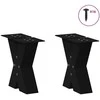 Kavos staliuko kojelės, X formos, 2 vnt., juodos, 30x(30-31) cm, plienas