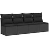 Keturvietė sodo sofa su pagalvėlėmis, juoda, poliratanas