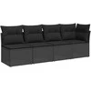 Keturvietė sodo sofa su pagalvėlėmis, juoda, poliratanas