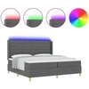 Kiemas lova su čiužiniu su LED Pilka 200 x 200 cm audinys