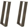 Konsolinio stalo kojelės, U formos, 2 vnt., natūralus plienas, 38x(72-73) cm, plienas