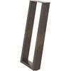 Konsolinio stalo kojelės, U formos, 2 vnt., natūralus plienas, 38x(72-73) cm, plienas