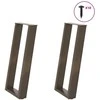 Konsolinio stalo kojelės, U formos, 2 vnt., natūralus plienas, 28x(72-73) cm, plienas