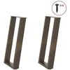 Konsolinio stalo kojelės, U formos, 2 vnt., natūralus plienas, 38x(72-73) cm, plienas