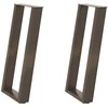 Konsolinio stalo kojelės, U formos, 2 vnt., natūralus plienas, 28x(72-73) cm, plienas