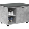Koridoriaus suolas su pagalve Betono Pilka 60 x 38 x 46 cm