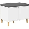 Koridoriaus suolas su pagalve su durimis Baltas 60 x 38 x 46 cm