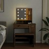 Kosmetinis staliukas su LED, artisano ąžuolo, apdirbta mediena