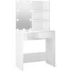 Kosmetinis staliukas su LED, baltas, 74,5x40x141cm, blizgus