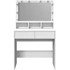 Kosmetinis staliukas su LED, baltos spalvos, 80x41x134,5cm