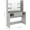 Kosmetinis staliukas su LED, betono pilkas, 100x40x135cm, MDF